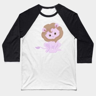 Cute Purple Baby Lion Baseball T-Shirt